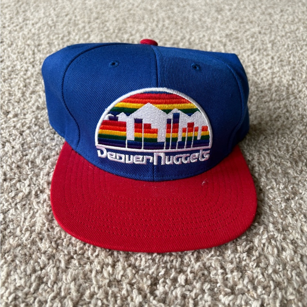 Mitchell and Ness Denver Nuggets Blue and Red Cap Fitted